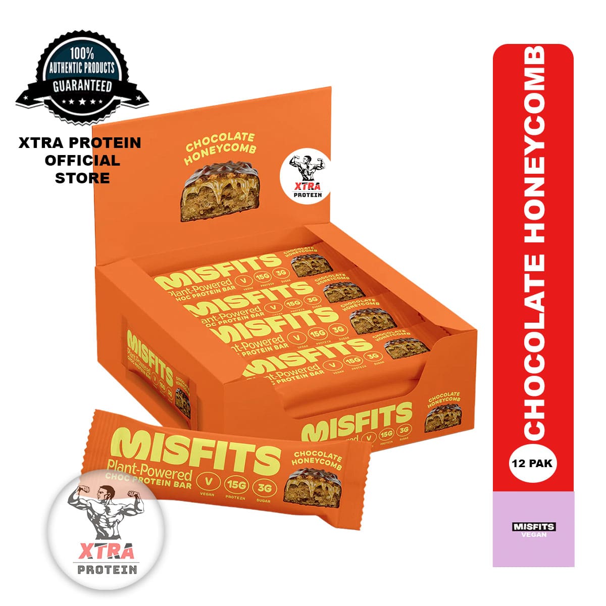 Misfits Vegan Protein Bar Dark Chocolate XTRA PROTEIN